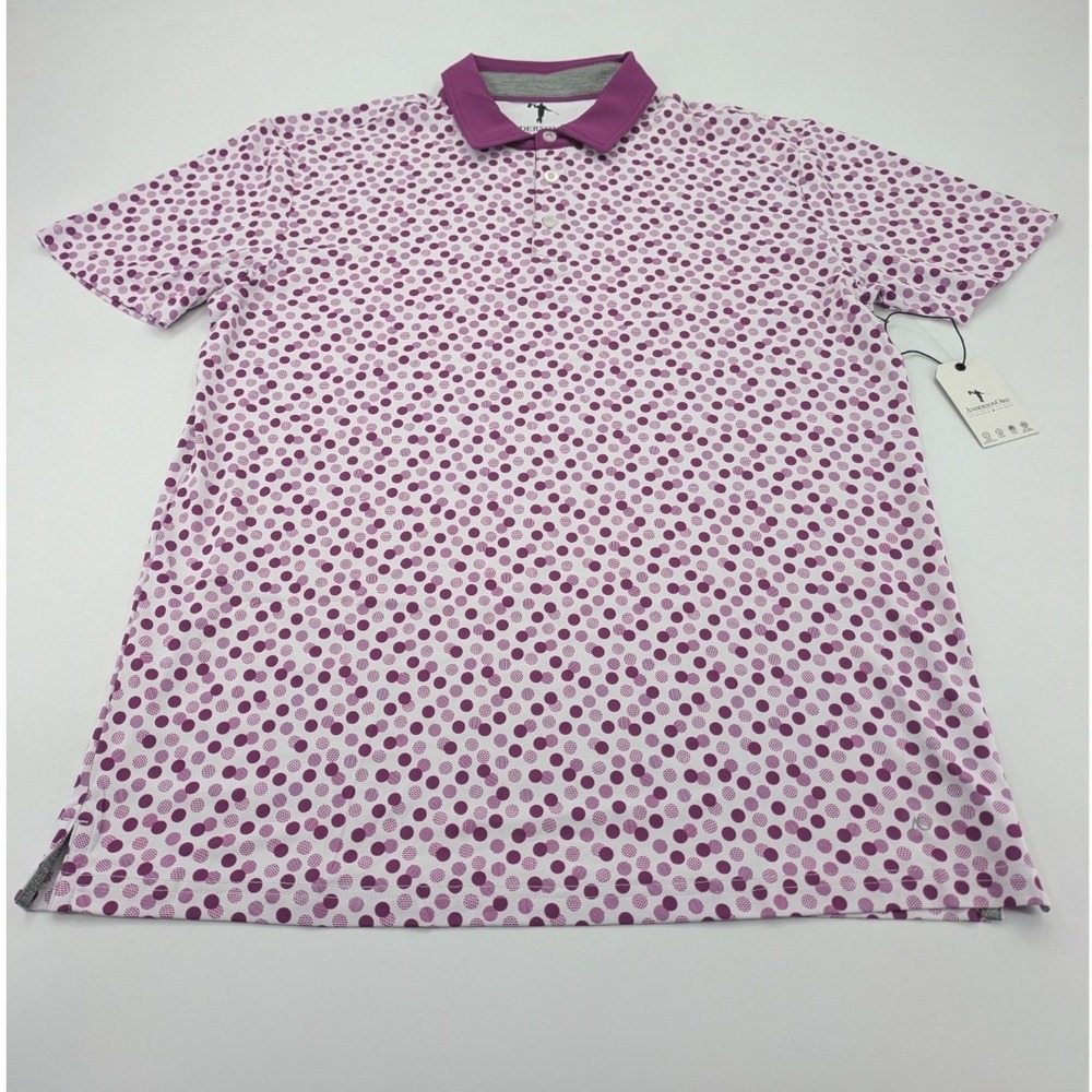 Anderson Ord Cove Golf Polo Shirt Medium Purple Polk a Dot Geometric Performance